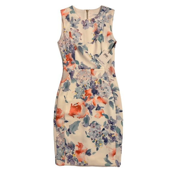 CALVIN KLEIN | Women’s | NWT | Sleeveless V-Neck A-Line Floral Dress | Size 2 - Picture 2 of 9